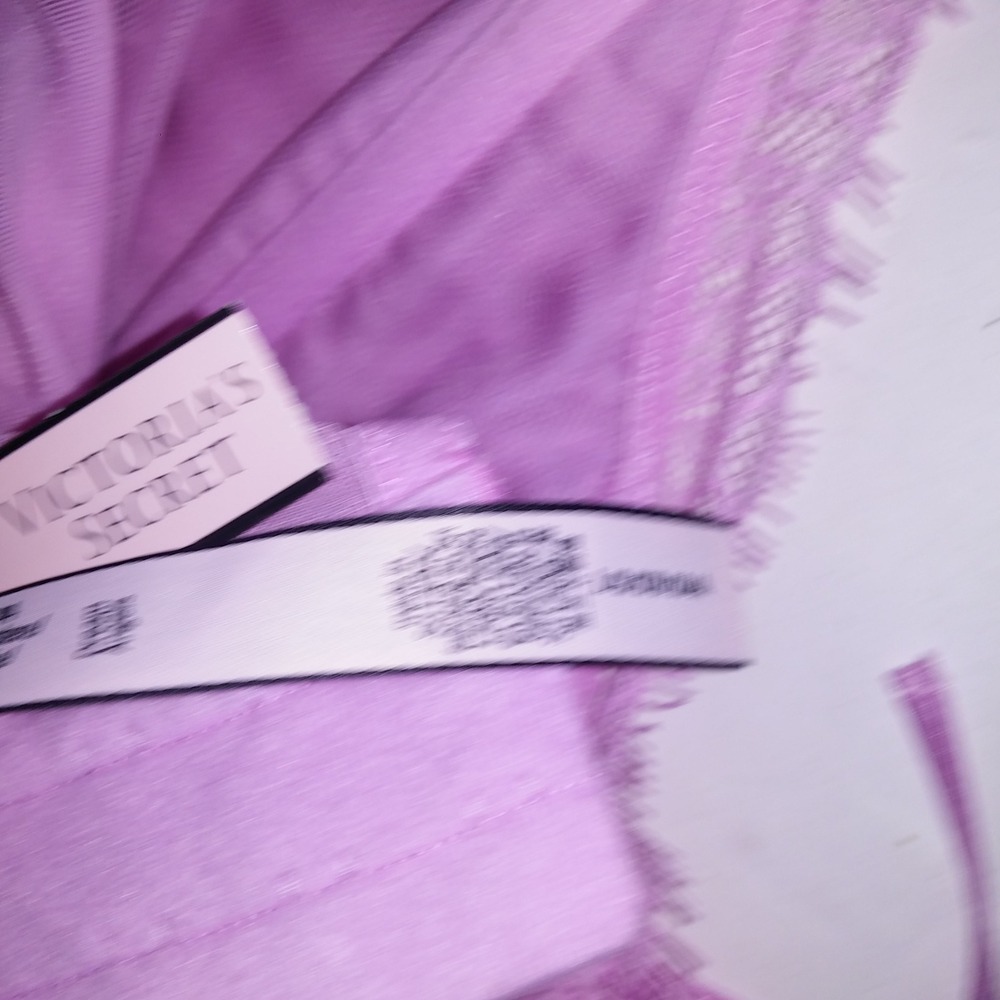Victoria Secret Bra Set Bustier & Panty Large Pinkish Purple Lace Boned Cheeky - Picture 14 of 14